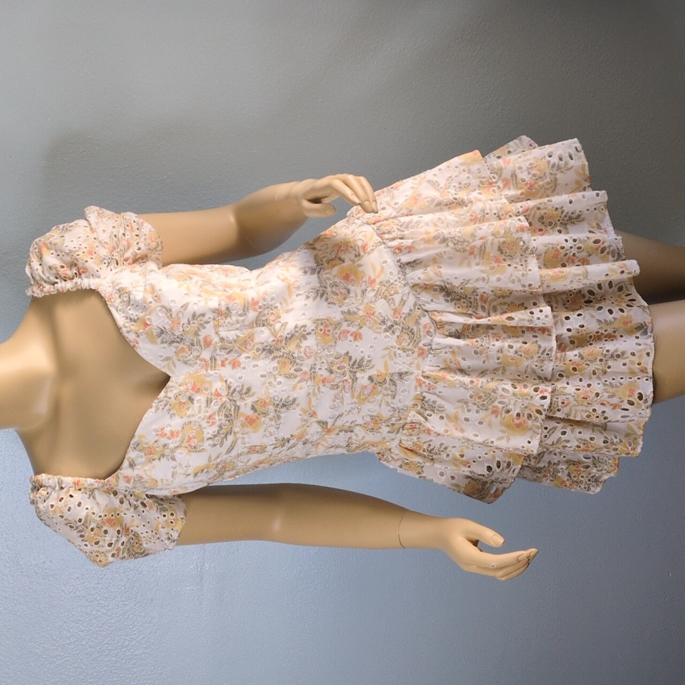 Bardot Ruffled Eyelet Mini Dress